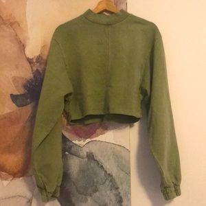 Cropped acid wash sweatshirt